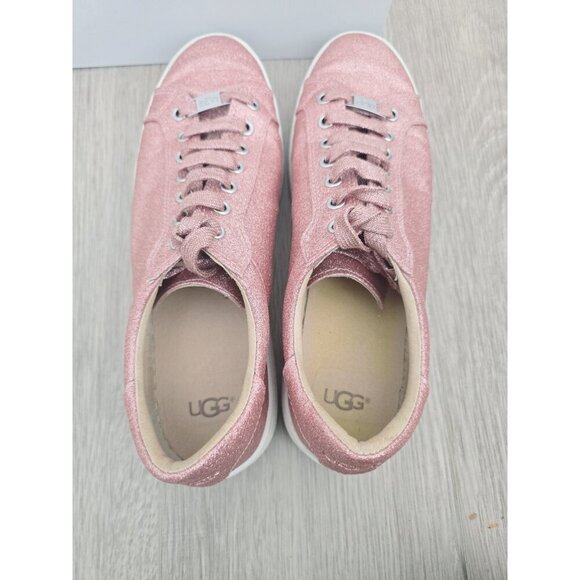 Ugg Milo Pink Glitter Lace Up Low Top Sparkle Sneaker Shoes Womens Size 10 - Picture 7 of 10